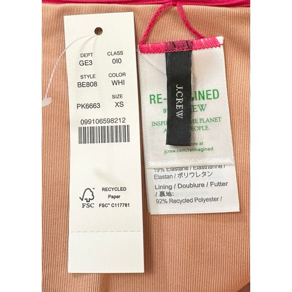 2/$15 NWT J. Crew Ribbed High-Rise Cheeky Bikini Bottom Hibiscus Pink Size XS - Picture 4 of 6